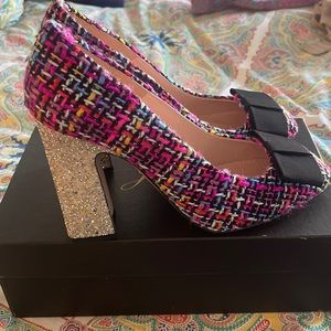 J.crew tweed pump with bow size 11, worn once  to a wedding ceremony